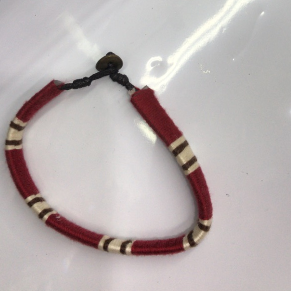Handwoven color winding leather men's cool wrist button bracelet 03