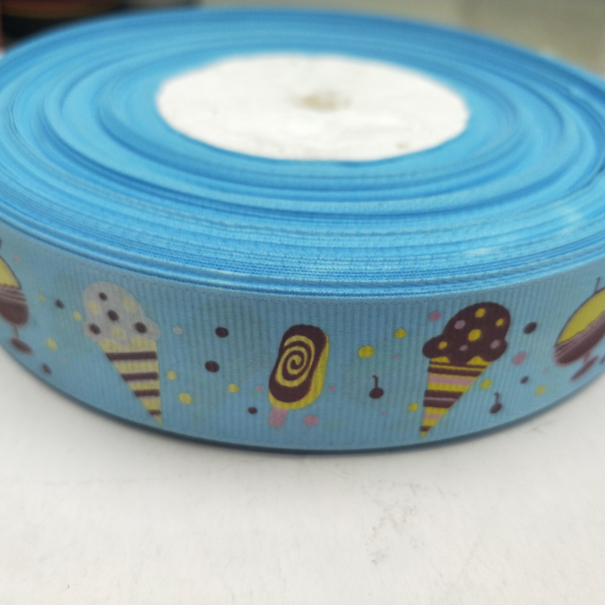 2.5CM螺纹带丝印 DIY制作 蓝底冰淇淋棒冰 冰淇淋 雪糕