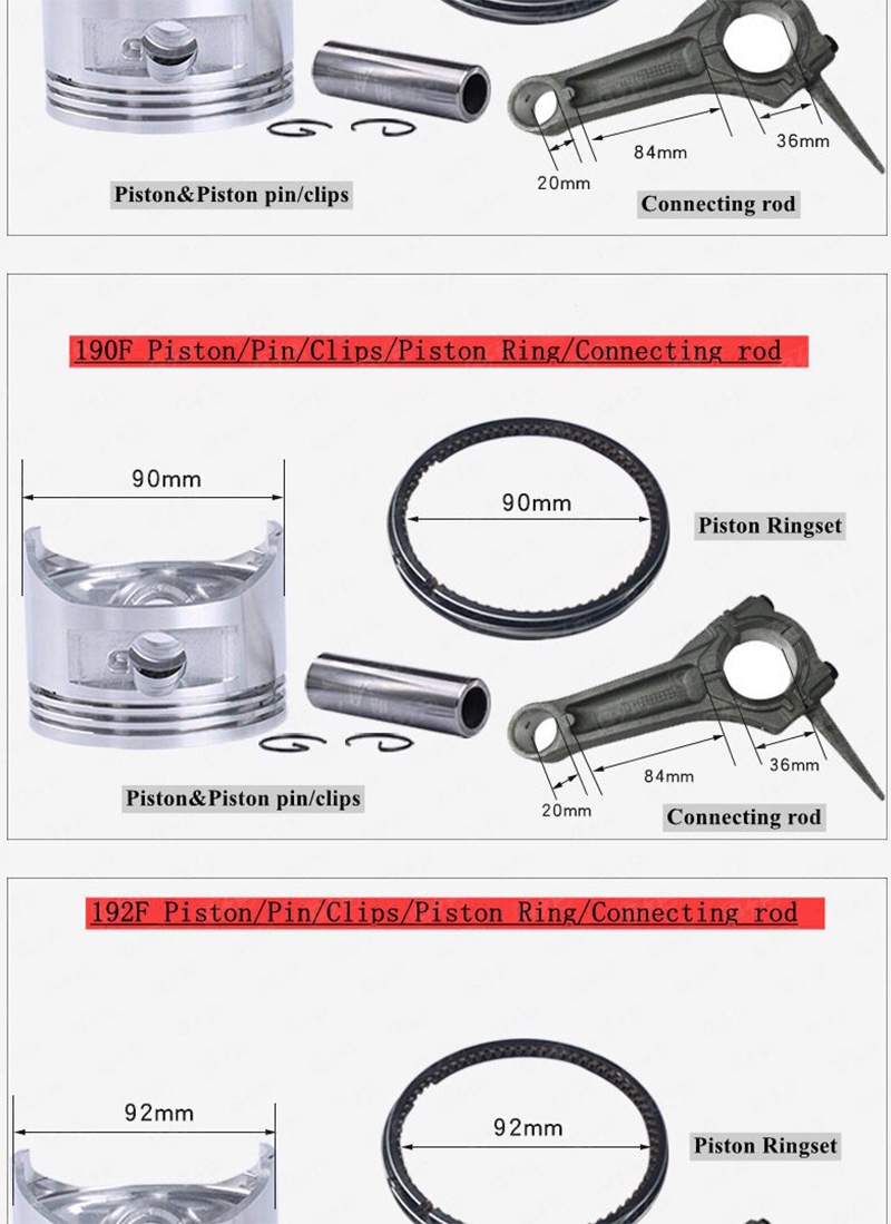 汽油发电机配件168F 170F 188 190F活塞 活塞环 汽油机GX160 活塞详情图6