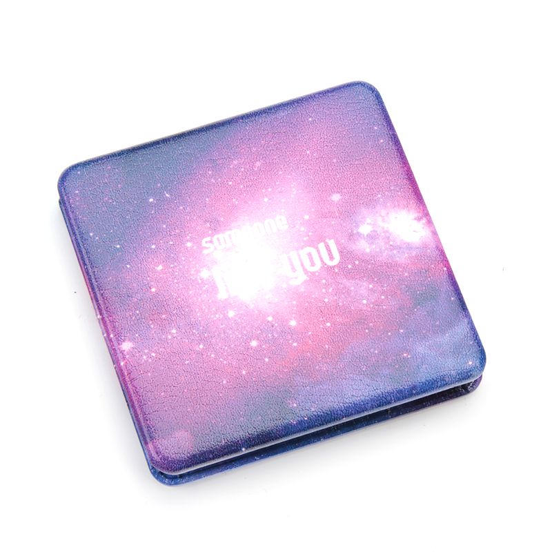 方形梦幻迷你镜PU皮镜子化妆镜可随身携带来样