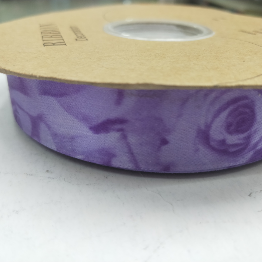 2.5CM螺纹带数码印刷 DIY制作 来图定制 紫玫瑰花