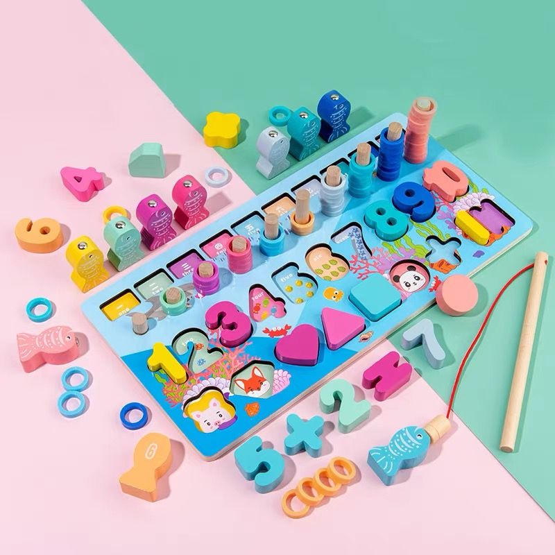 Early education and intelligence for babies, children's cognitive development, children's hands-on assembly, fun and multi-functional digital fishing toys details Picture