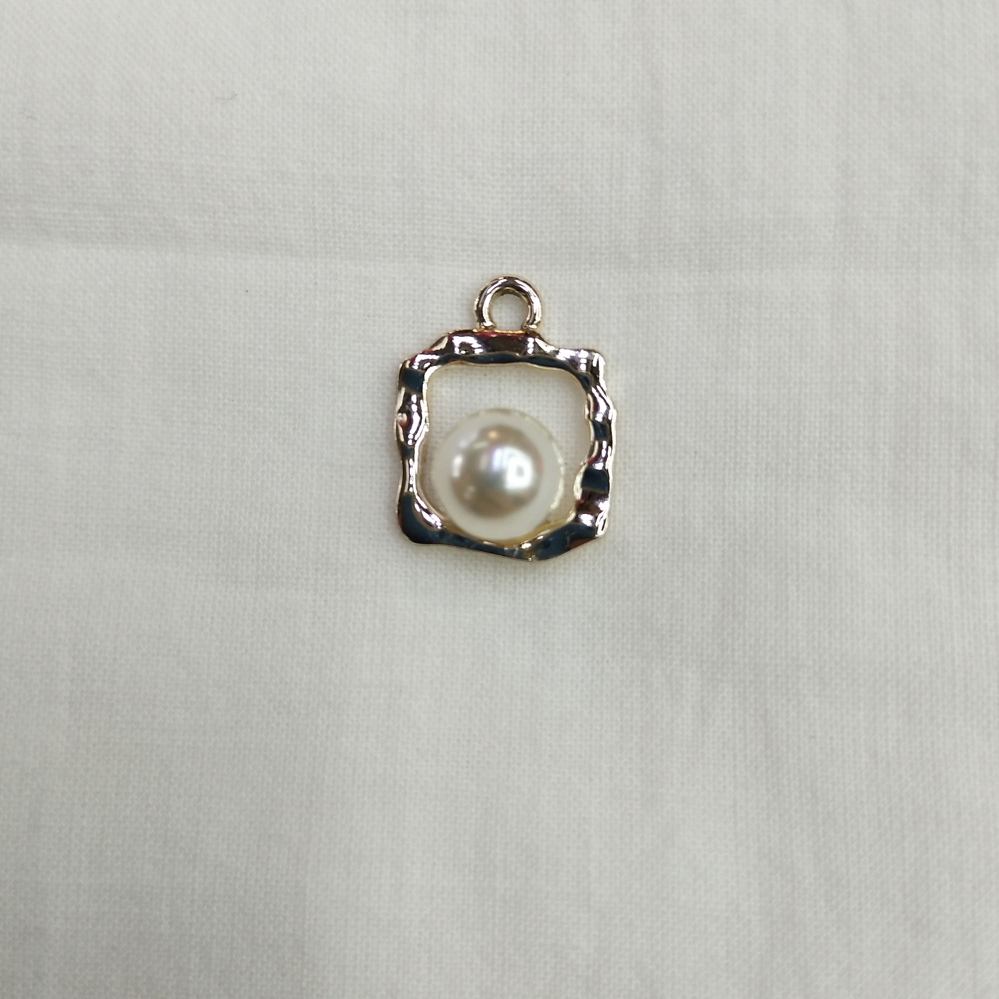 DIY handcrafted jewelry accessories: Alloy simple single square pearl pendant with decorative earrings (100ps/ pack)