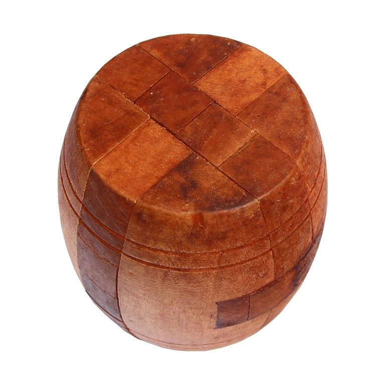 Wooden toys, intelligence unlocking toys, Lu Ban intelligence unlocking, brain-teasing decryption intelligence toys, classic Kongming Lock series toys, antique color large wine barrel intelligence Kongming lock unlocking