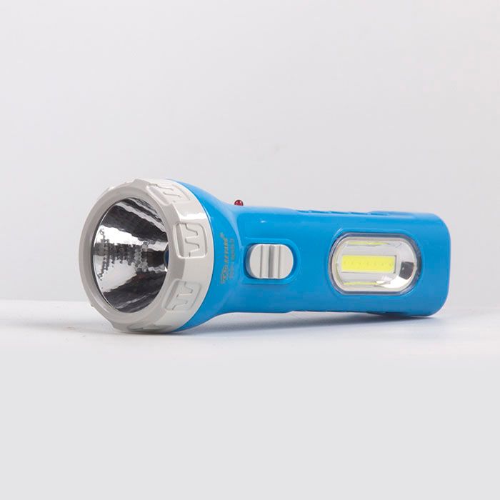 Blue charging mini flashlight with direct plug-in charging and side light Specification image