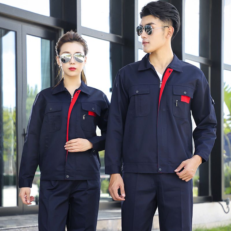 Thin long-sleeved engineering uniform set, breathable, sweat-absorbing and reflective strip labor protection clothing, custom-made summer half-sleeved work clothes for auto repair