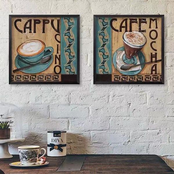 美式复古咖啡厅木板画酒吧饭店创意海报画木质墙饰餐厅工业风壁画详情图1