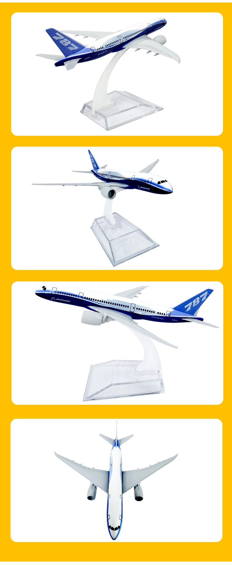 16cm仿真飞机模型摆件儿童玩具橱窗装饰品办公室摆件波音787原机型空客飞机详情图5