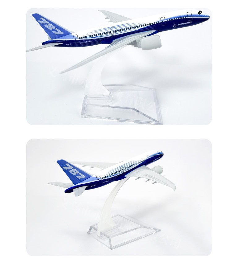 16cm仿真飞机模型摆件儿童玩具橱窗装饰品办公室摆件波音787原机型空客飞机详情图9