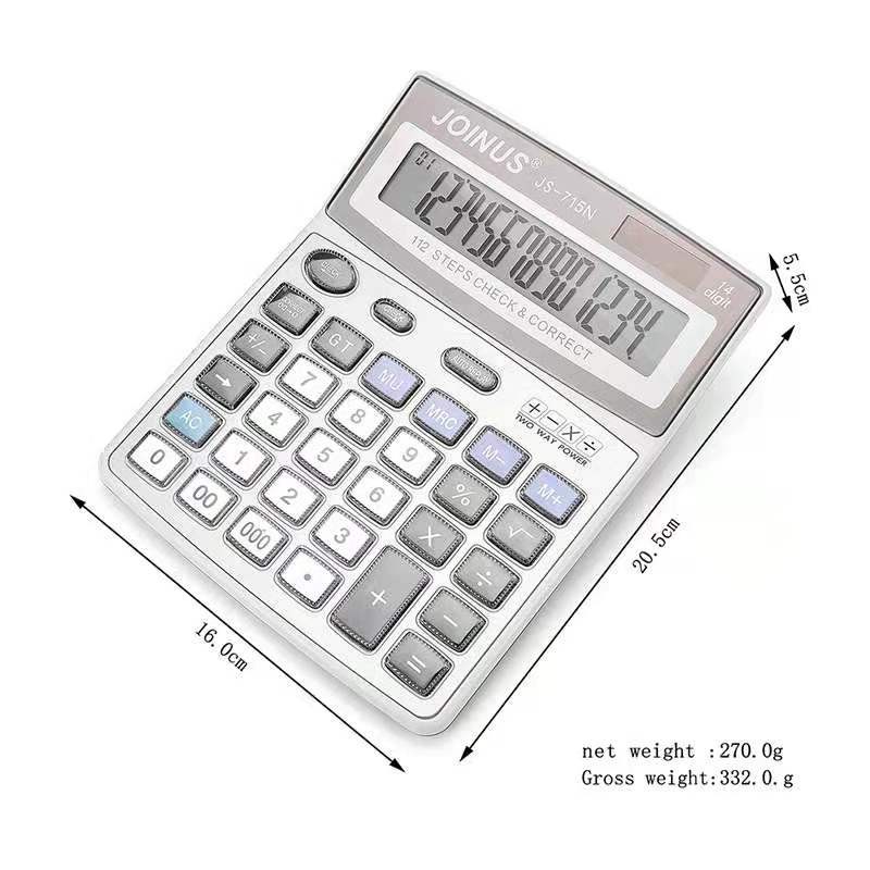 Zhongcheng Js715n Calculator Solar Large Screen Display Crystal Key With Review Large Office Desktop Item Picture