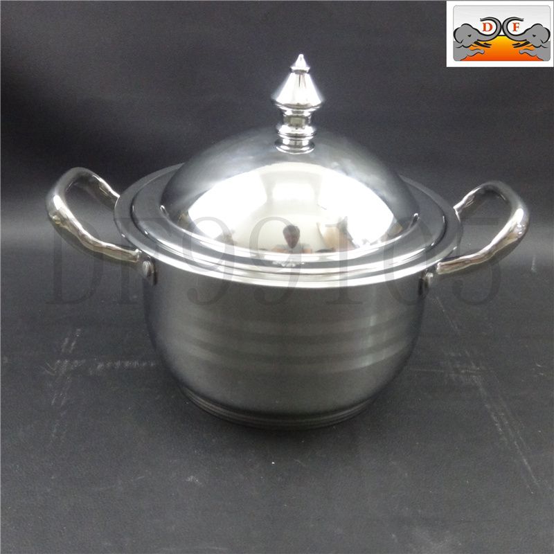 DF99105 Curved five-piece pot set thickened double-bottomed stainless steel pot Kitchen three-piece pot set Household two-ear stockpot set DF Trading House full figure