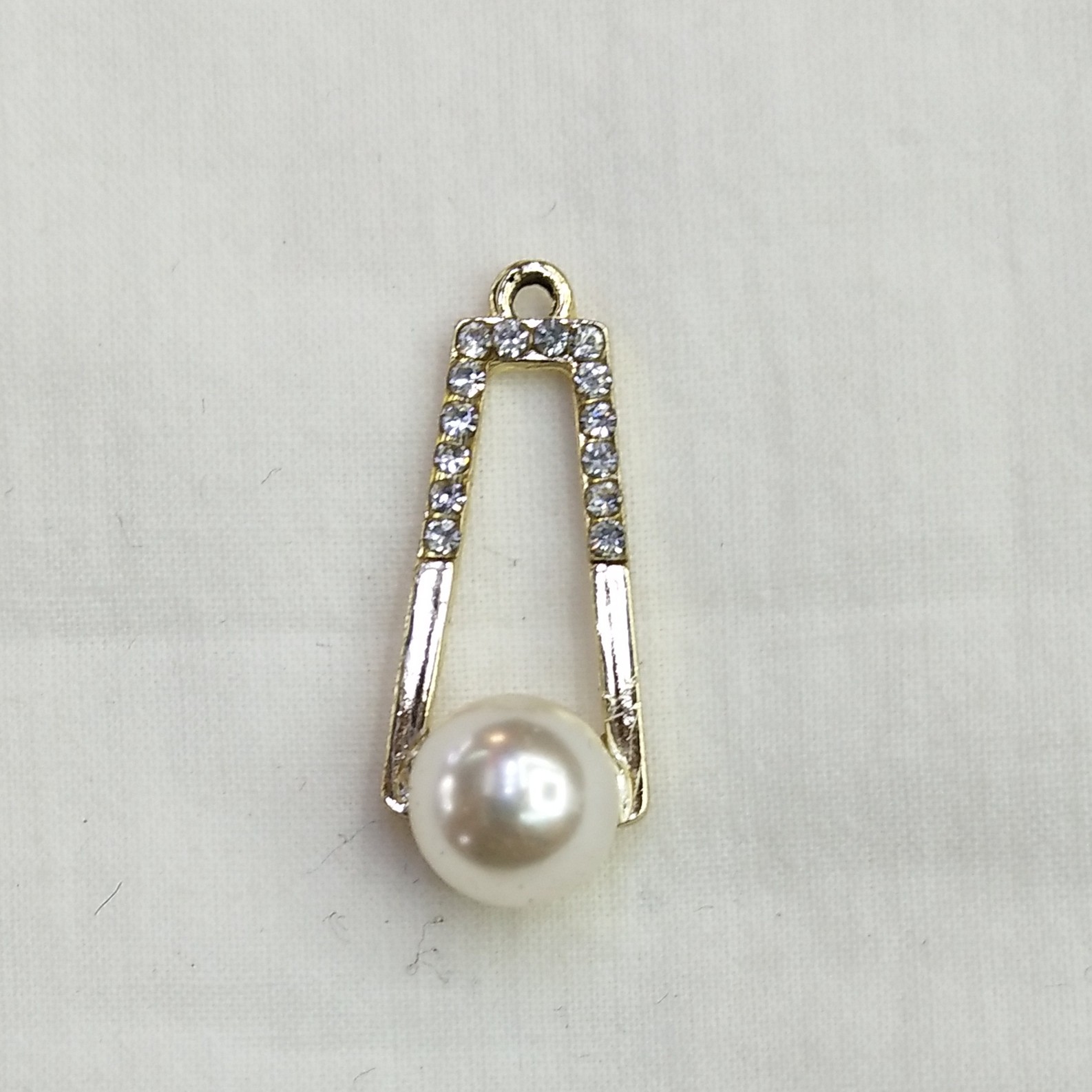 DIY handcrafted jewelry accessories: Alloy, simple single heart pearl rhinestone pendant, decorative earrings (100ps/ pack) detail image 1