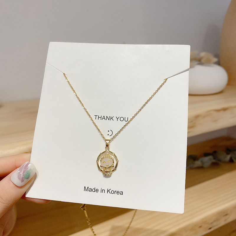 Korean bestseller pearl copper necklace, female Internet celebrity retro zircon choker sweater chain, design sense pendant wholesale 6870 Specification image