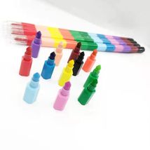 积木拼接12色蜡笔儿童绘画涂鸦蜡笔手绘创意画笔