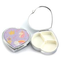 心形药盒蛄格药盒化妆镜药盒随身携带镜子