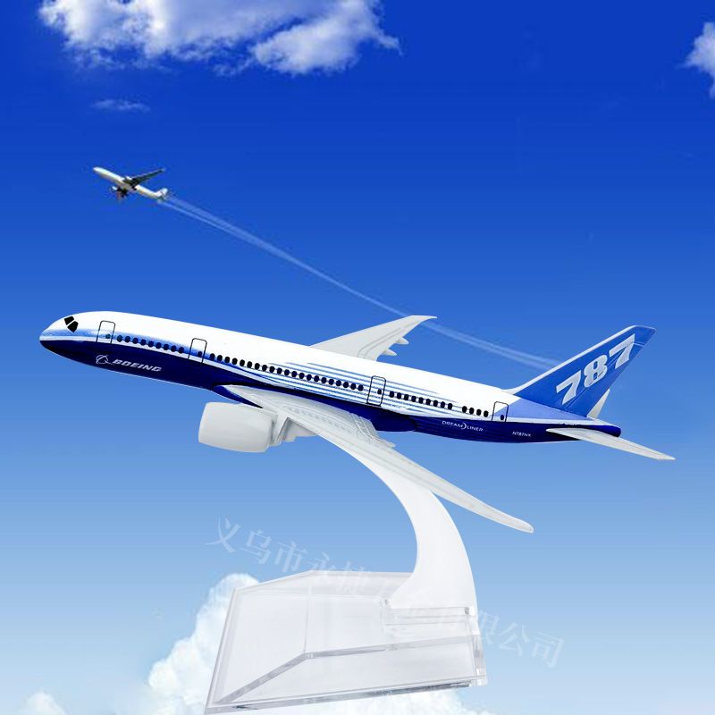 16cm仿真飞机模型摆件儿童玩具橱窗装饰品办公室摆件波音787原机型空客飞机产品图