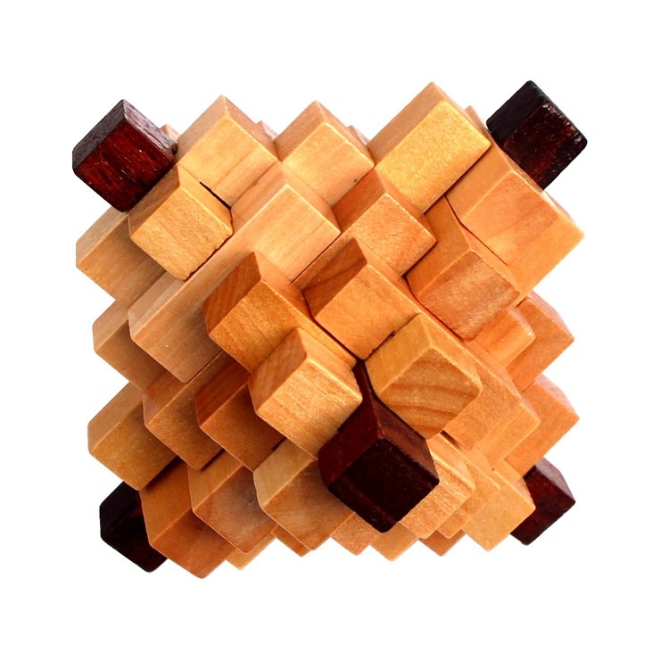 Wooden toys, intelligence unlock toys, Lu Ban intelligence unlock, brain-teasing decryption intelligence toys, classic Kongming Lock series toys, natural wood big pineapple intelligence Kongming lock unlock pic 8