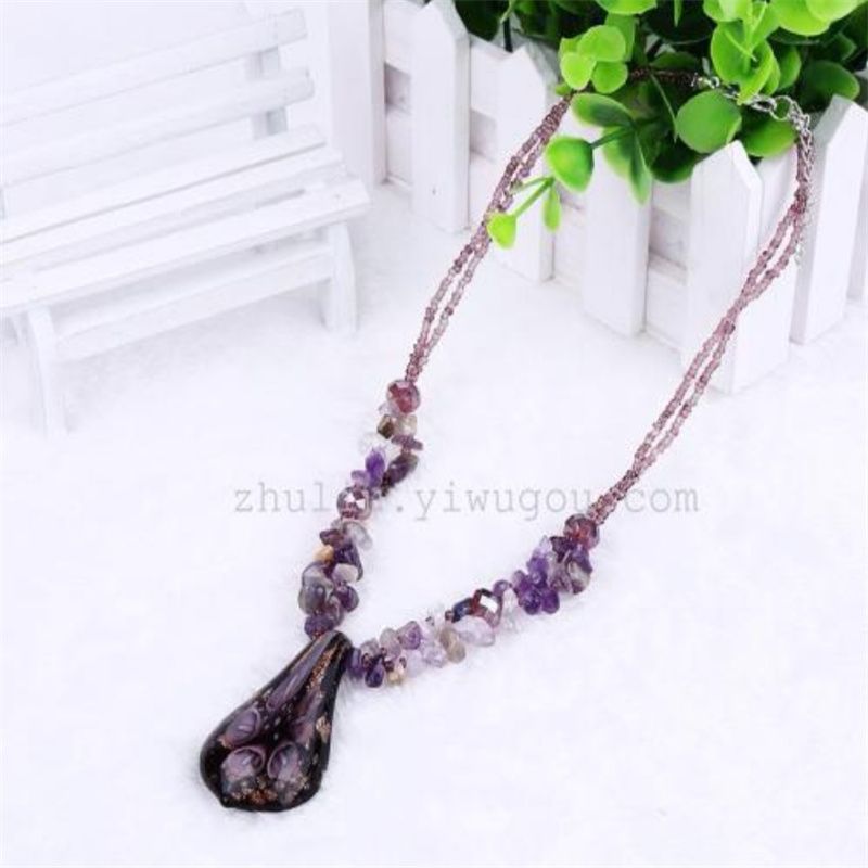 Women's glass necklace, short crystal necklace Specification image