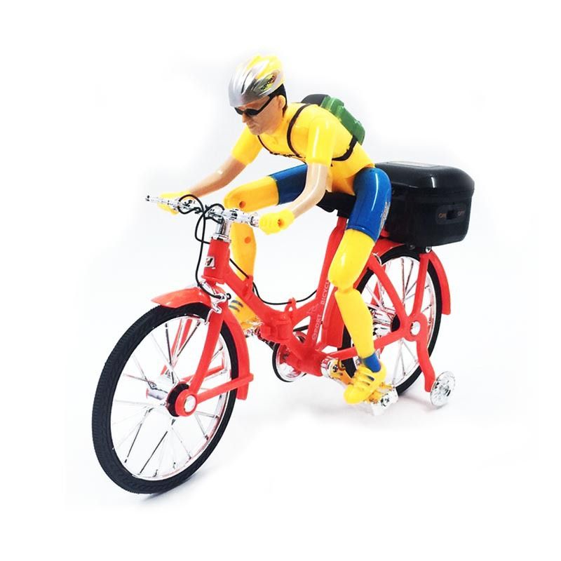电动人物骑单车玩具批发红黄色款