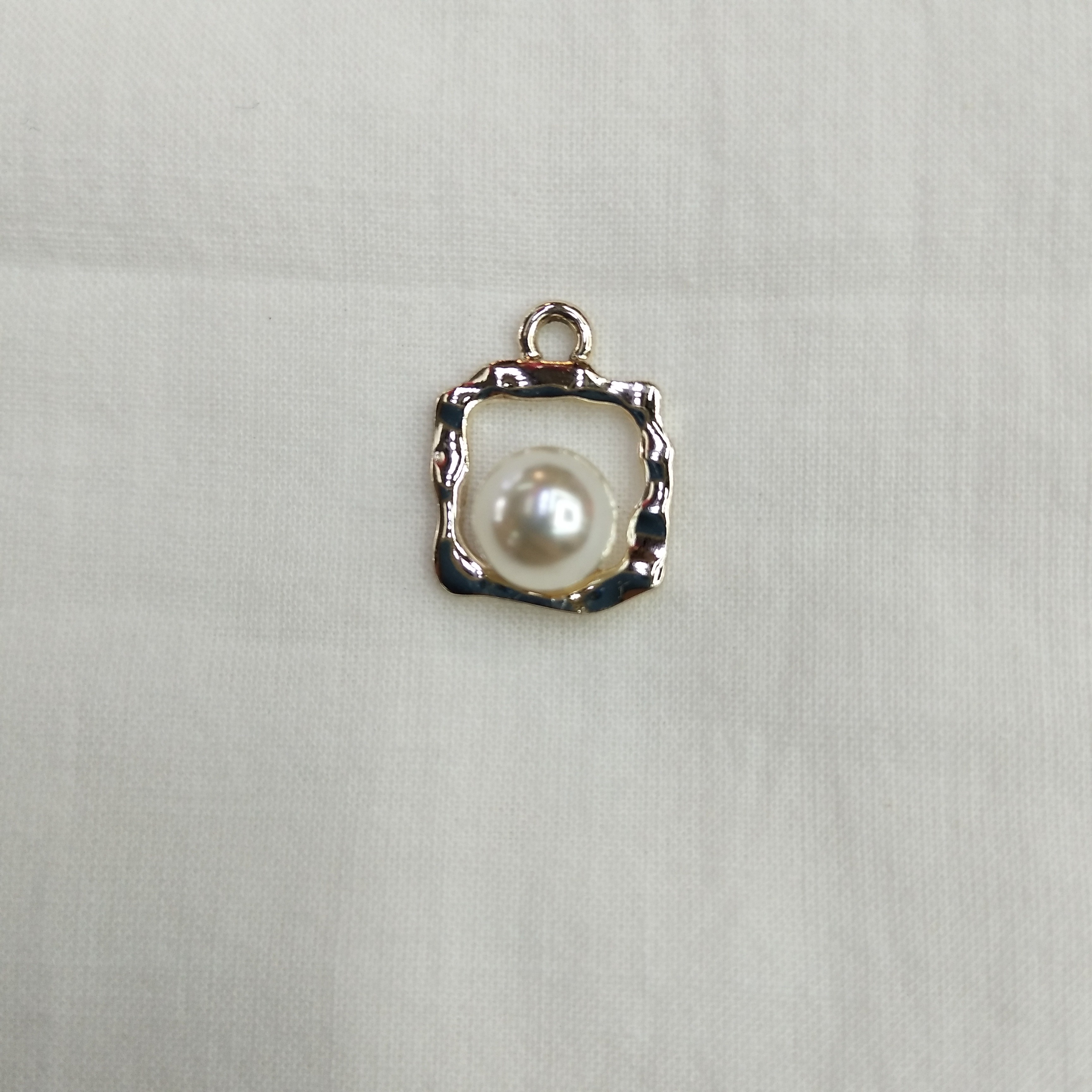 DIY handcrafted jewelry accessories: Alloy simple single square pearl pendant with decorative earrings (100ps/ pack) detail image 1