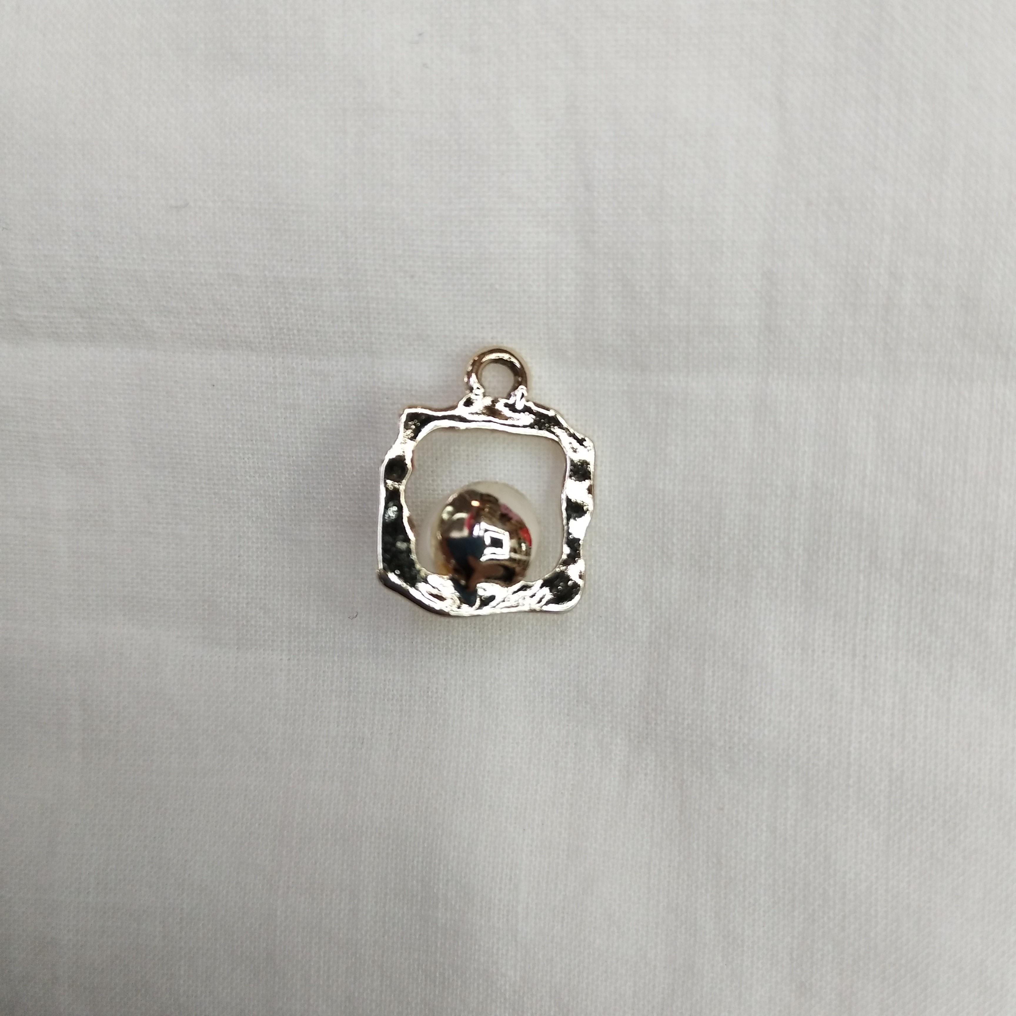 DIY handcrafted jewelry accessories: Alloy simple single square pearl pendant with decorative earrings (100ps/ pack) detail image 3