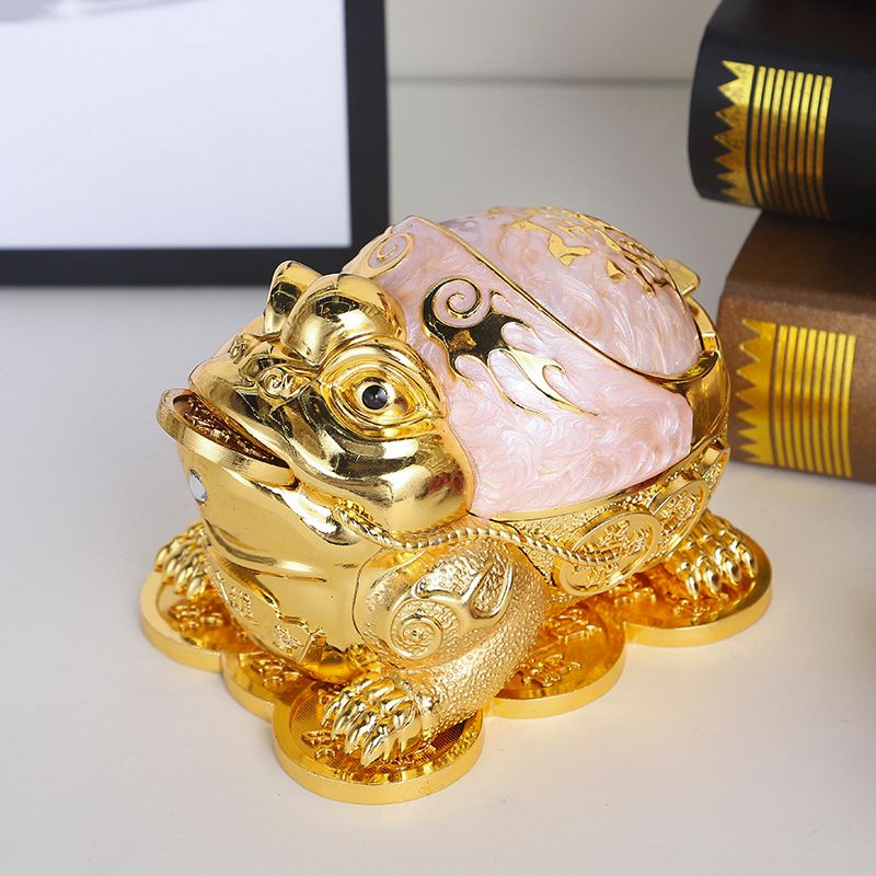 金蟾烟灰缸金白色