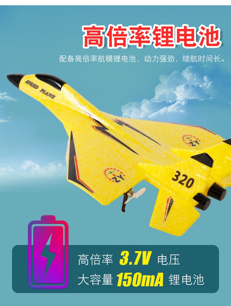 Glider Children's Mig320 Rc Aircraft Toy Fixed Wing Model Aircraft Foam Fighter undefined