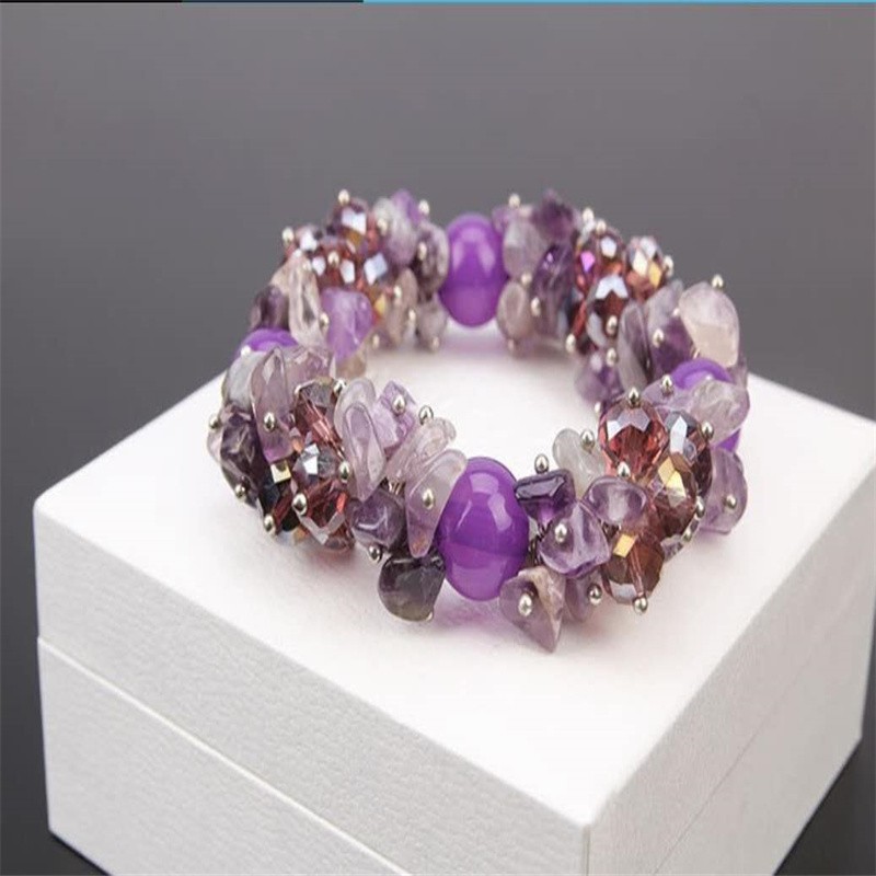 中国民族风不规则手链文艺清新水晶石榴石碎石 女士饰品详情图2