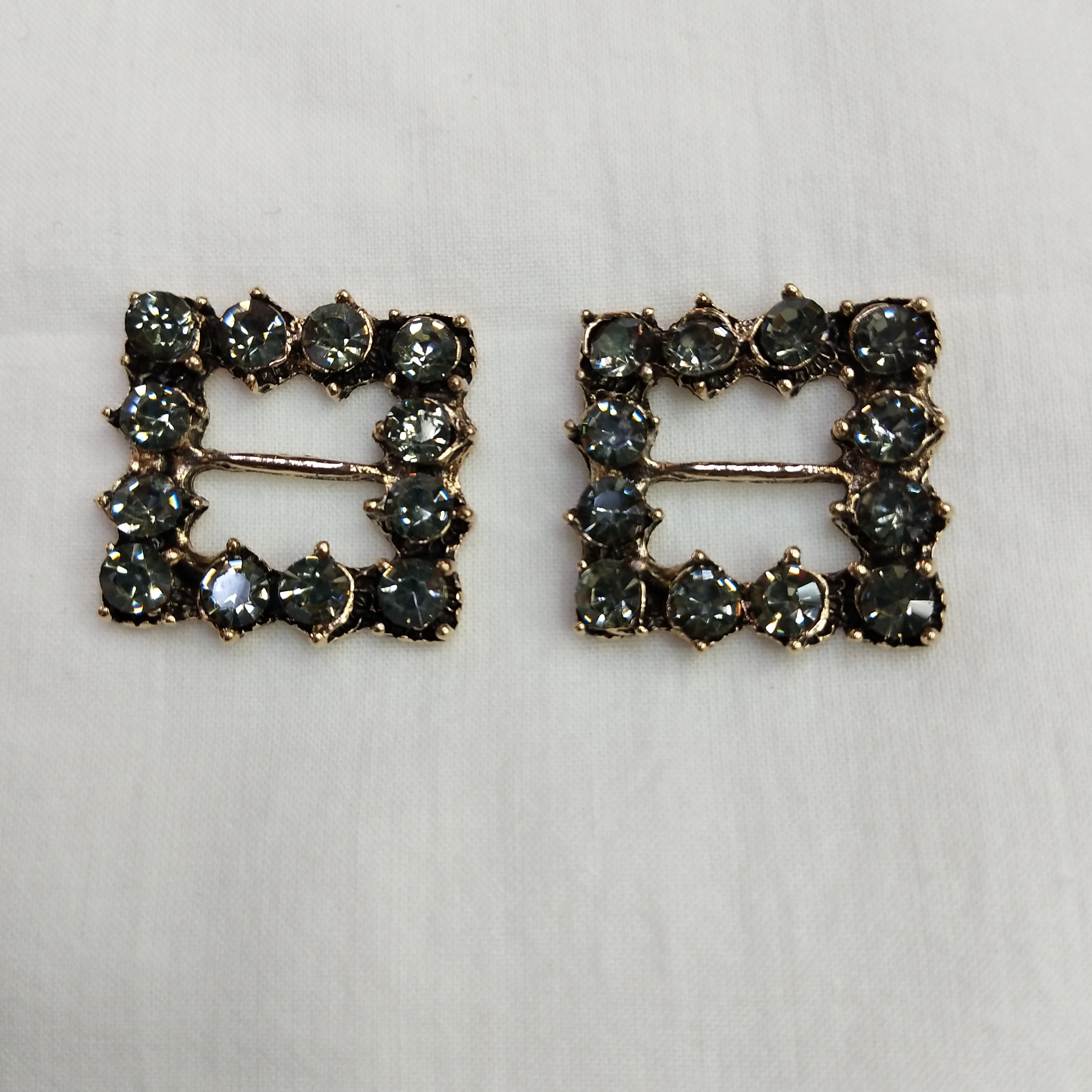 DIY handcrafted jewelry accessories: Alloy simple single square pearl button embellished earrings (100ps/ pack) detail image 5