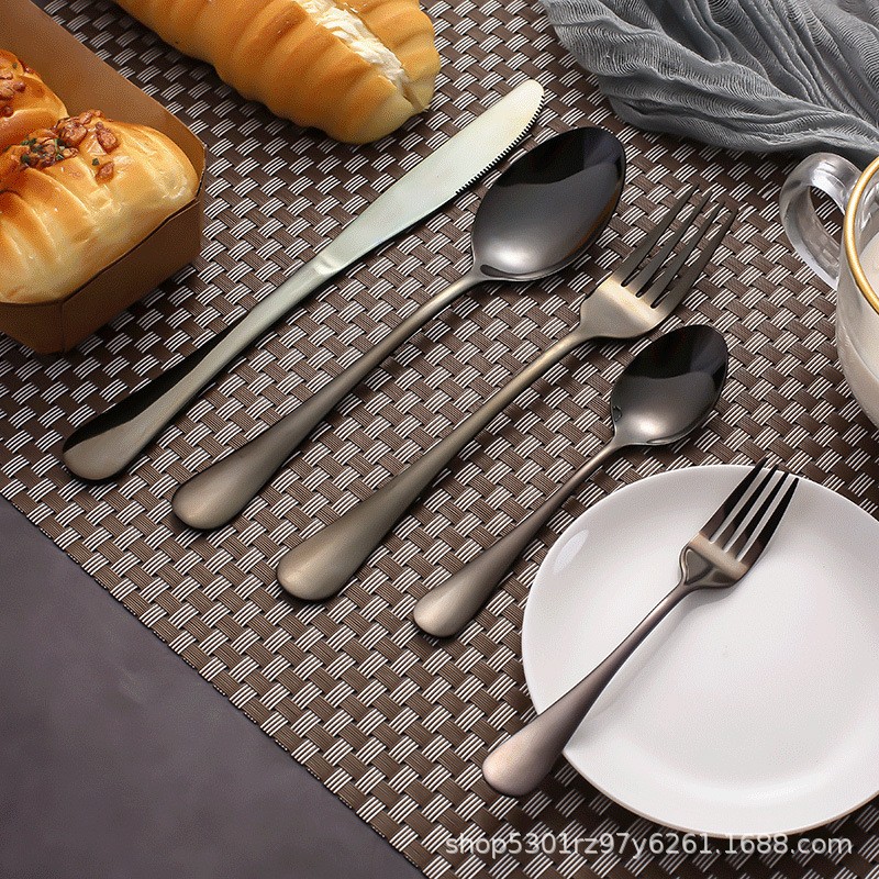 1010不锈钢镀钛餐具套装创意彩色刀叉勺子儿童套装跨境西餐具批发详情图4