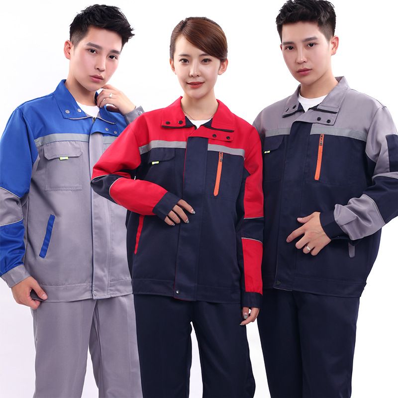 Thin long-sleeved engineering uniform set, breathable, sweat-absorbing and reflective strip labor protection clothing, custom-made summer half-sleeved work clothes for auto repair details Picture
