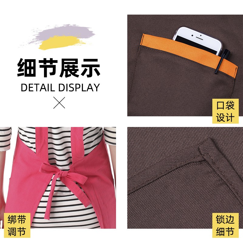 日式棉麻家用厨房围裙防油成人做饭罩衣工作服咖啡店服文艺围裙详情11