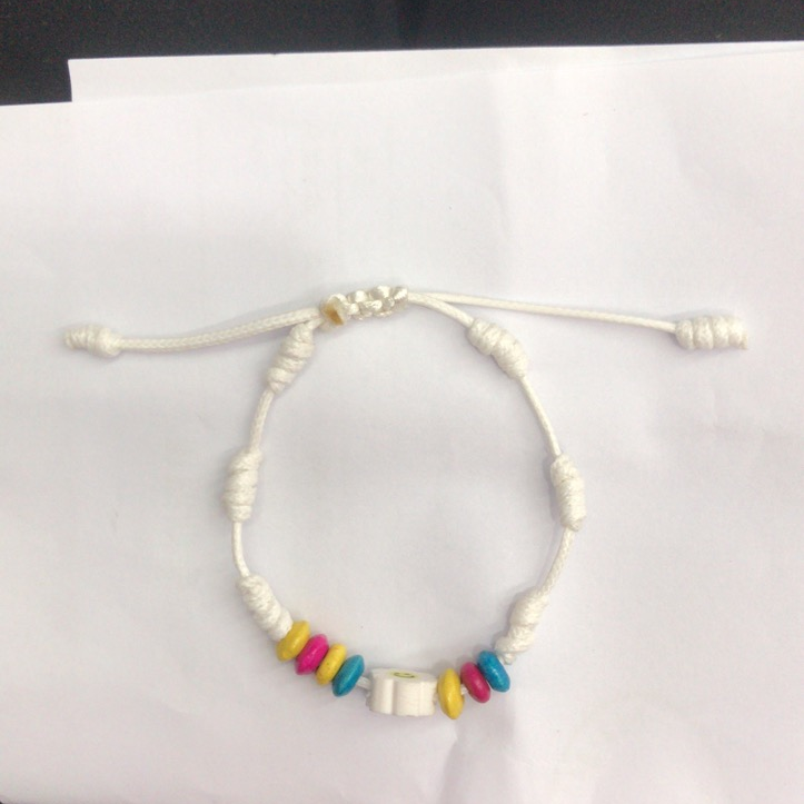 New niche design jewelry seven-segment white bracelet Colorful wooden beads smiley face net red fashion bracelet Q-01