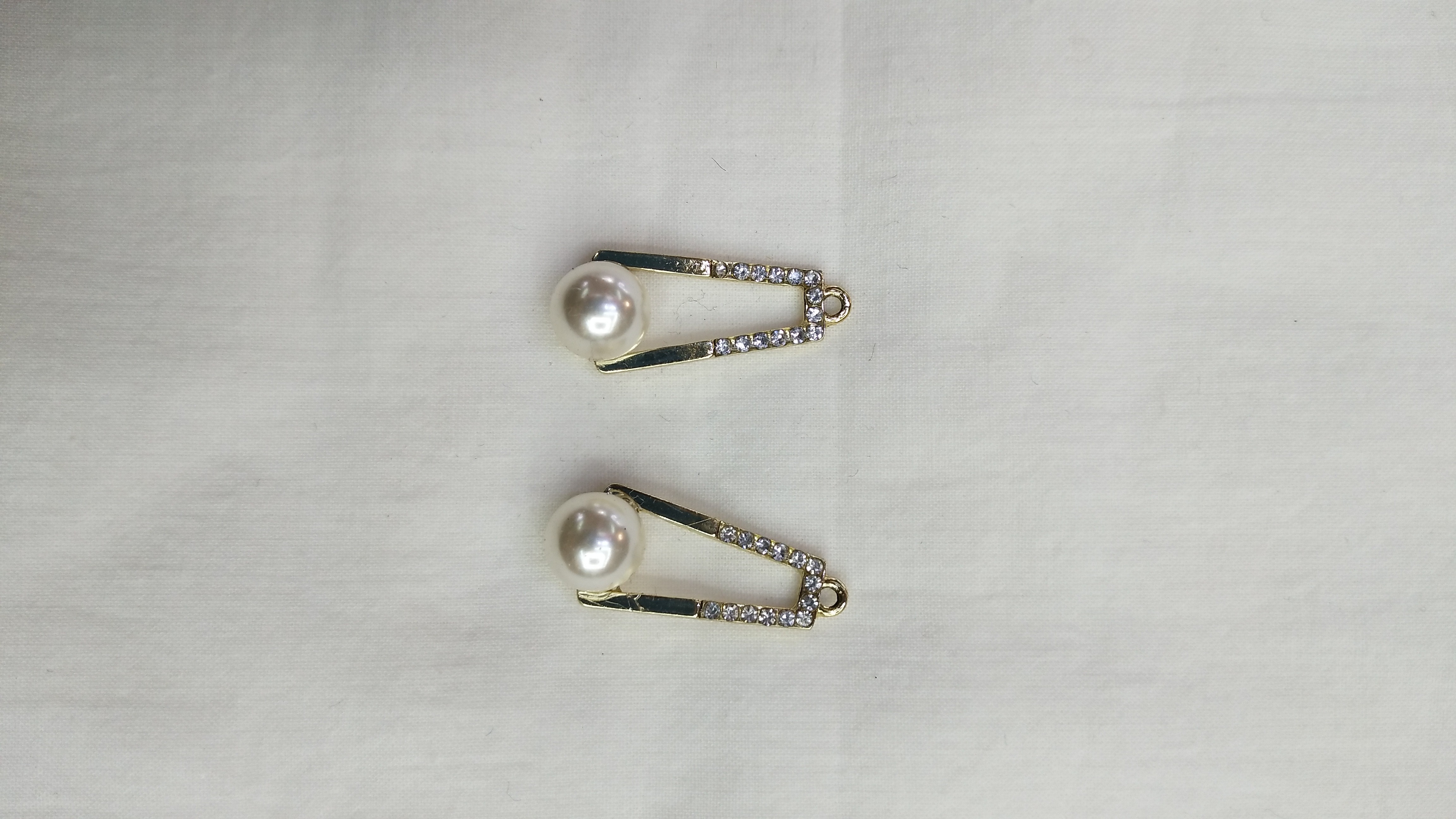 DIY handcrafted jewelry accessories: Alloy, simple single heart pearl rhinestone pendant, decorative earrings (100ps/ pack) detail image 4