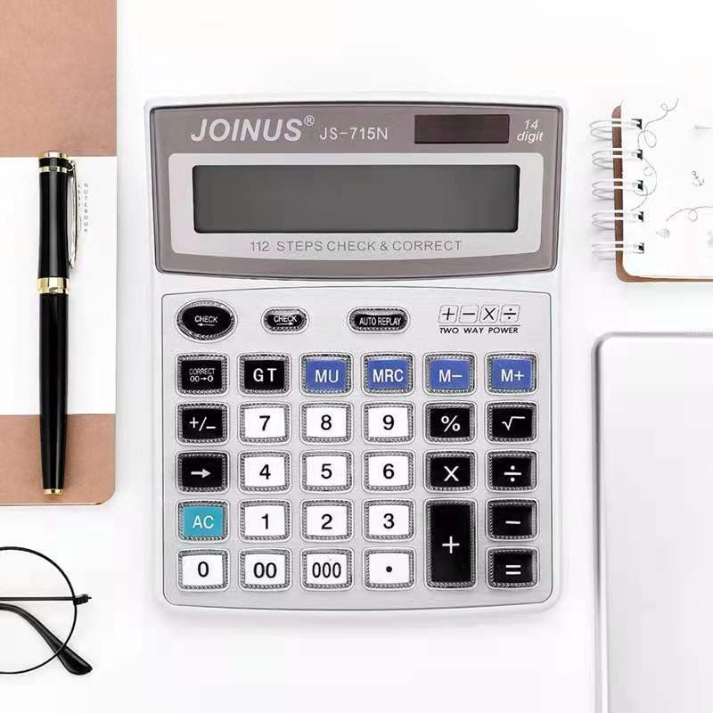 Zhongcheng Js715n Calculator Solar Large Screen Display Crystal Key With Review Large Office Desktop Application Scenario