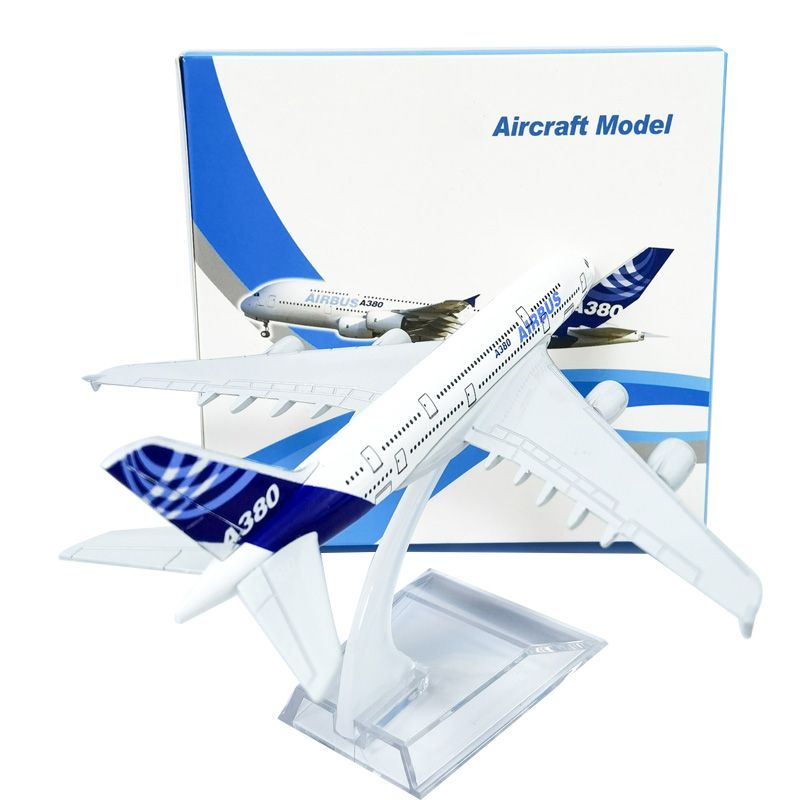 16cm航空飞机模型空客A380原机型比例缩小儿童玩具拍摄道具金属工艺品白底实物图