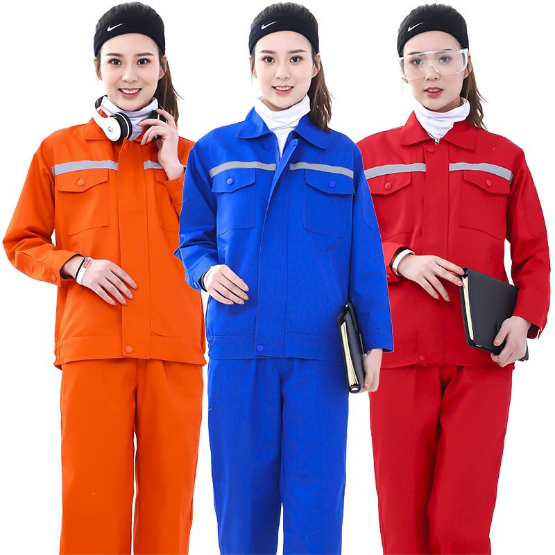 Thin long-sleeved engineering uniform set, breathable, sweat-absorbing and reflective strip labor protection clothing, custom-made summer half-sleeved work clothes for auto repair Item Picture