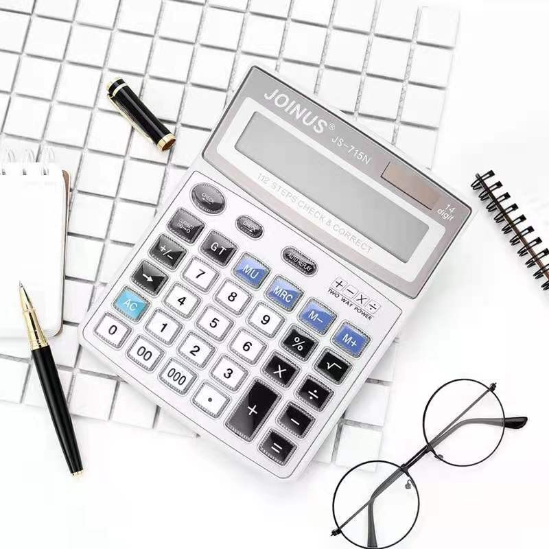Zhongcheng Js715n Calculator Solar Large Screen Display Crystal Key With Review Large Office Desktop Specification drawing
