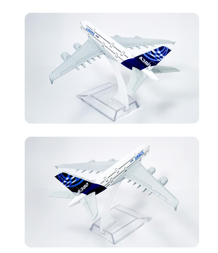 16cm航空飞机模型空客A380原机型比例缩小儿童玩具拍摄道具金属工艺品详情图9