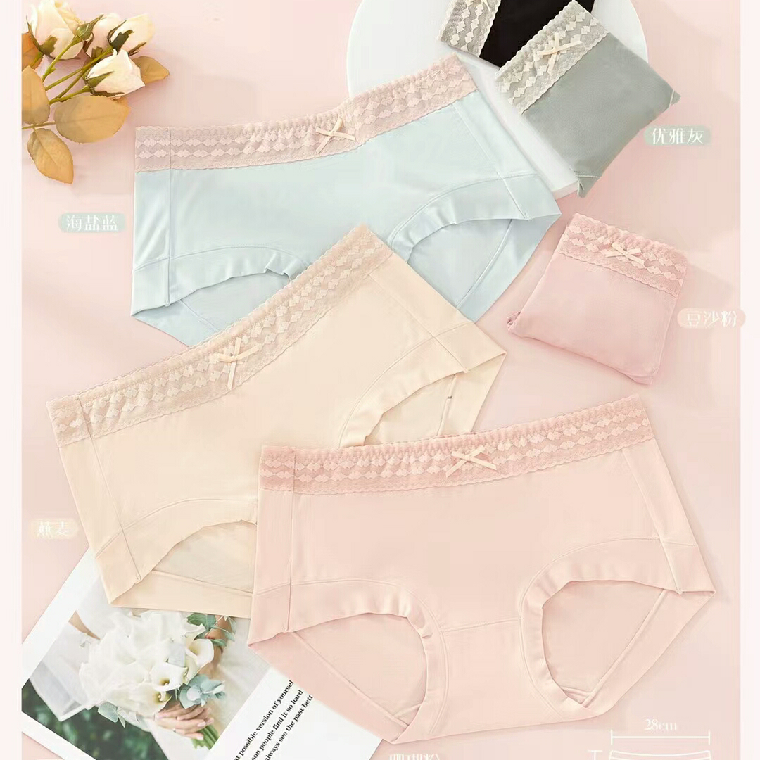 Women's panties Romantic bow embellishment small fresh girly panties Light choice Lisi 3238#
