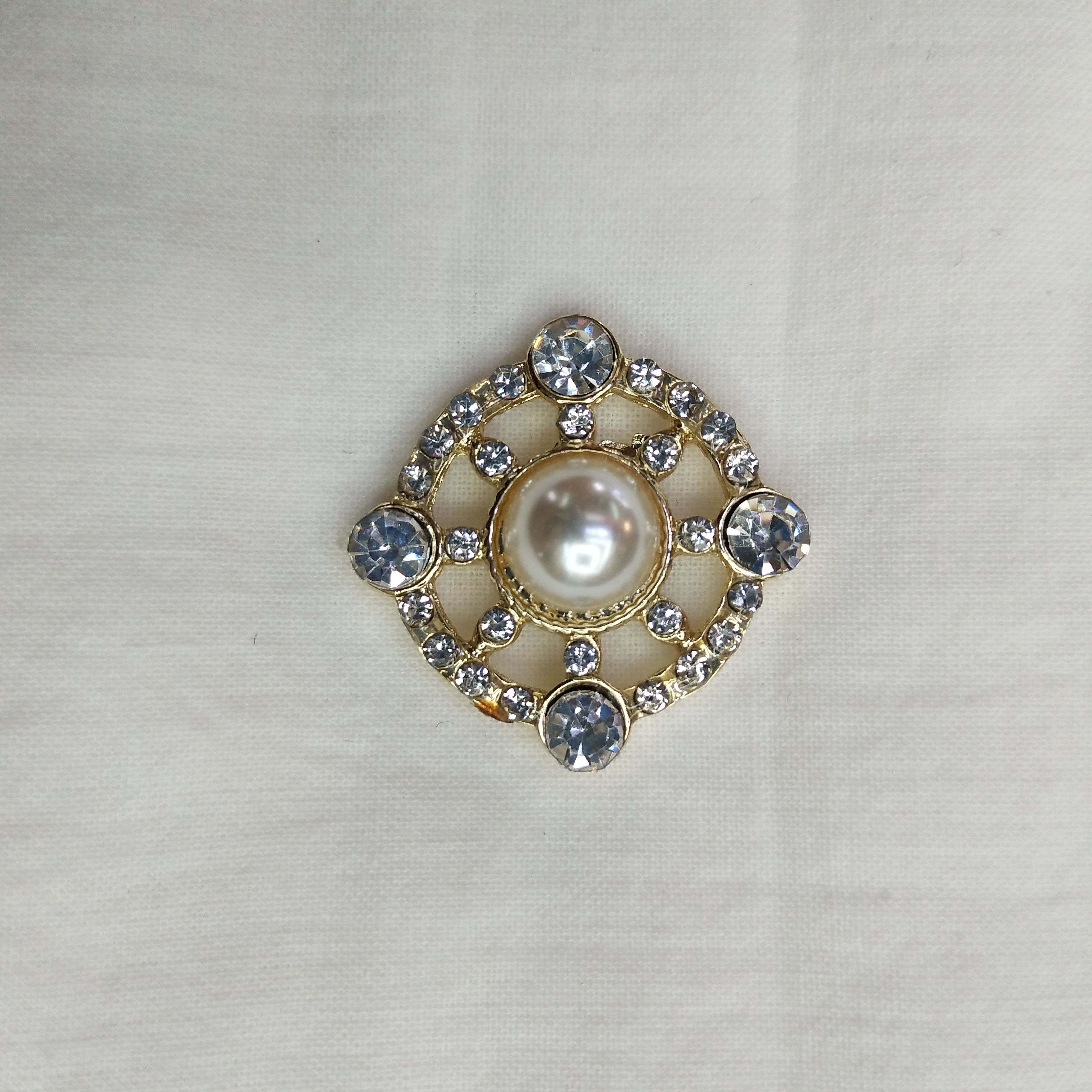 DIY手工饰品配件合金简约单颗花心圆胸针珍珠配件点缀耳饰（100ps/包）