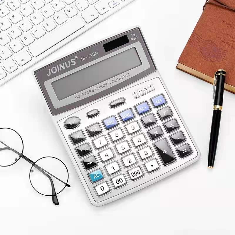Zhongcheng Js715n Calculator Solar Large Screen Display Crystal Key With Review Large Office Desktop details Picture