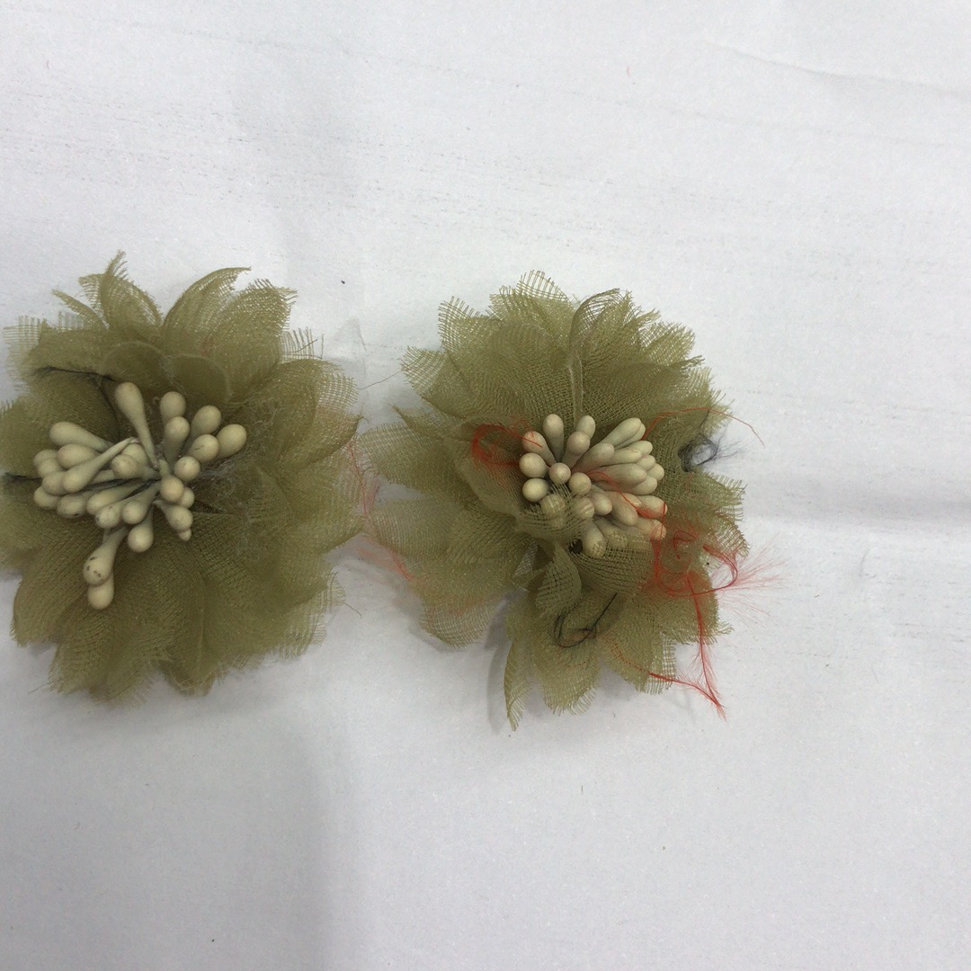 South Korea fresh lace flowers All matching earrings temperament fairy light green retro beautiful camellia stereo earrings