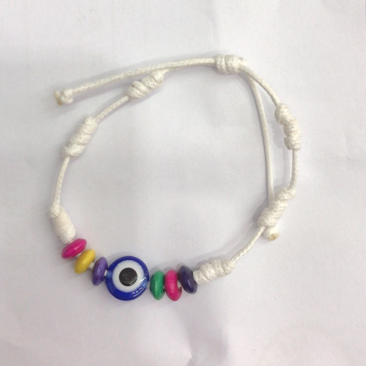 New niche design jewelry seven-segment white bracelet Color wood bead eyes network red fashion bracelet Q-03