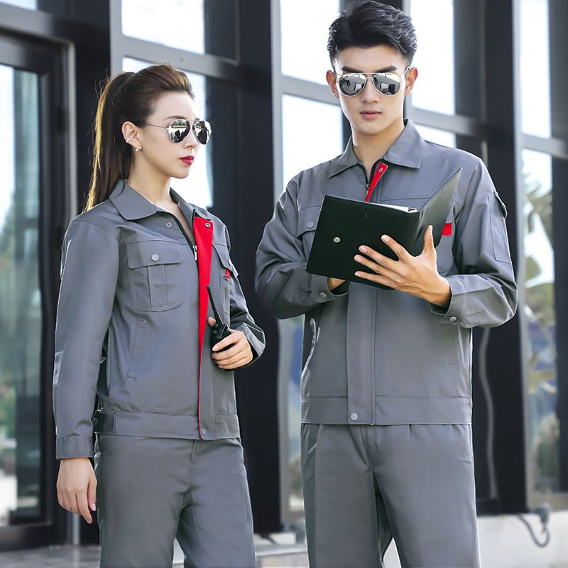 Thin long-sleeved engineering uniform set, breathable, sweat-absorbing and reflective strip labor protection clothing, custom-made summer half-sleeved work clothes for auto repair Specification image