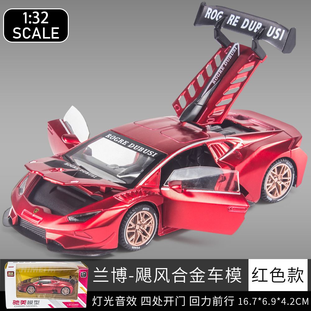 Wholesale of red Rambo Hurricane alloy model car with lights, sound effects, door-opening, force control and rebound alloy car model toys