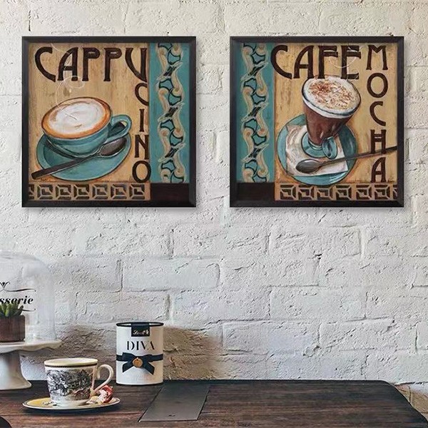 美式复古咖啡厅木板画酒吧饭店创意海报画木质墙饰餐厅工业风壁画详情图2