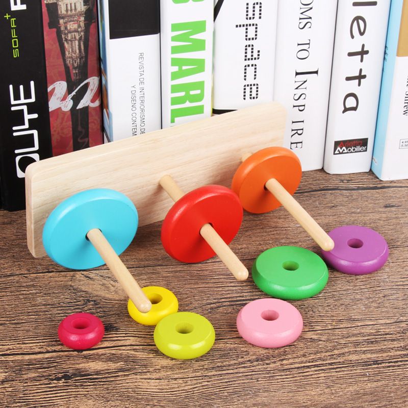 Factory direct supply of wooden Hanoi Tower, 8-story and 10-story Hanoi Tower, children's intelligence beneficial wooden toys, babies and primary school students Specification image