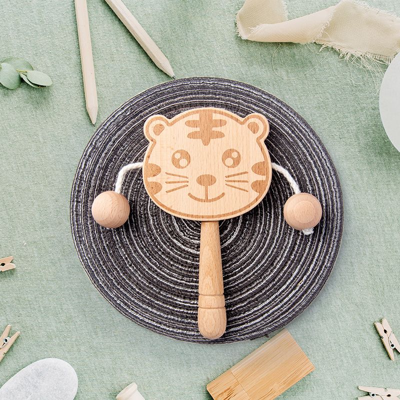New baby toys Wooden cartoon rattle 0-3 years old baby early education hand rattle rattle newborn toys
