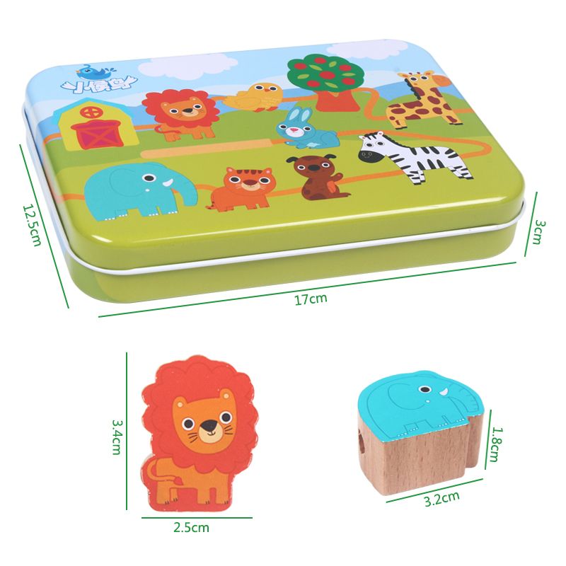 Wooden toys, educational jigsaw puzzles, intellectual early education jigsaw puzzles, parent-child games to exercise hand-eye coordination, iron box beaded toys Item Picture